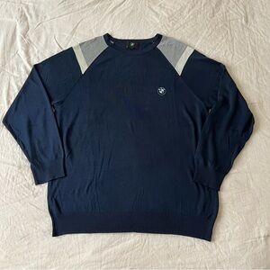 OEM BMW Motorsports Unisex 100% Silk Sweater Jumper Pullover Navy Blue Sz XL